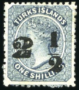 Stamp of Turks and Caicos Islands 1881 Wmk Small Star 2 1/2d on 1s dull blue, type 2