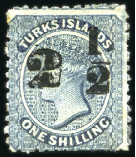 Stamp of Turks and Caicos Islands 1881 Wmk Small Star 2 1/2d on 1s dull blue, type 2