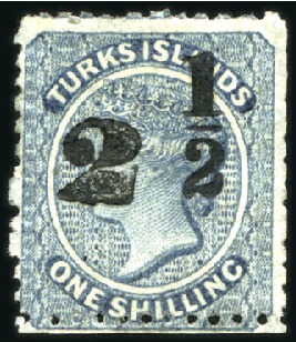 Stamp of Turks and Caicos Islands 1881 No wmk 2 1/2d on 1s dull blue, type 27, mint,
