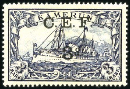 Stamp of Germany » German Colonies » Cameroon » German Colonies, Cameroon British Occupation 1915 3s on 3m violet-black with INVERTED S variety