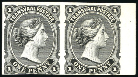 Stamp of South Africa » Transvaal 1878-80 1d imperforate proof in black on card in h