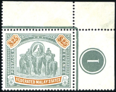 Stamp of Malaysia » Federated Malay States 1922-34 Wmk Multiple Script CA $25 top right corne