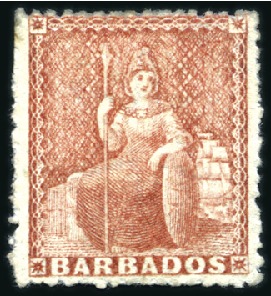 Stamp of Barbados 1870 Wmk Large Star (4d) dull vermilion, mint part