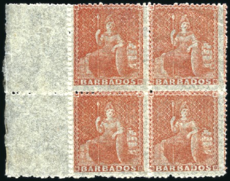 Stamp of Barbados 1861-70 No Wmk (4d) dull vermilion, rough perf. 14