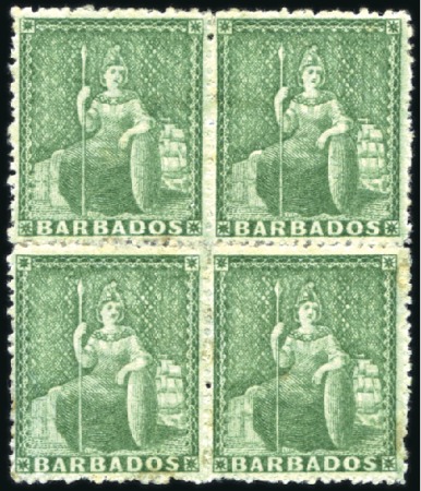 Stamp of Barbados 1870 Wmk Large Star (1/2d) green, rough perf. 14-1