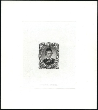 Stamp of Canada » Newfoundland 1868 1c Prince of Wales die proof in black on Indi
