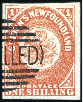 Stamp of Canada » Newfoundland 1860 1s Orange-Vermilion imperf., good to large ma