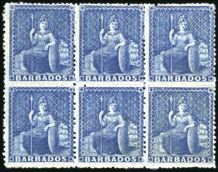Stamp of Barbados 1861-70 No Wmk (1d) blue, rough perf. 14 to 16, mi