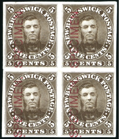 Stamp of Canada » New Brunswick 1860-63 Charles Connell 5c die proof in brown on I