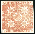 Stamp of Canada » New Brunswick 1851-60 3d Bright Red unused, fine to good margins