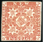 Stamp of Canada » New Brunswick 1851-60 3d Bright Red unused, fine to good margins