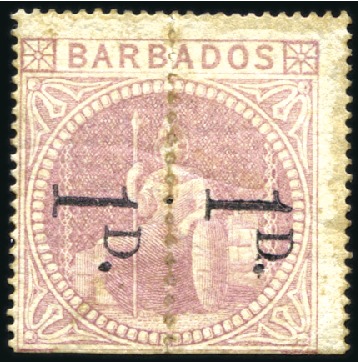 Stamp of Barbados 1878 Wmk Small Star 1d on half 5s dull rose in uns