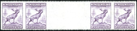 Stamp of Canada » Newfoundland 1932-38 Caribou 5c violet imperf. vertically in gu