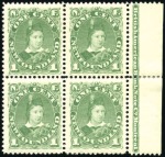 Stamp of Canada » Newfoundland 1887 2c Orange-Vermilion right marginal block of 8