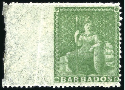 Stamp of Barbados 1861-70 No Wmk (1/2d) grass green, rough perf. 14 