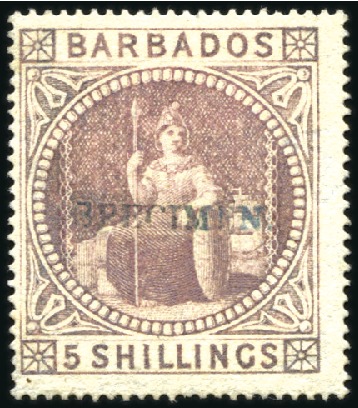 Stamp of Barbados 1873 Wmk Small Star 5s dull rose, unused without g
