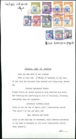 Stamp of Rhodesia 1969 Notarial Deed of Donation bearing 1961 Arms r
