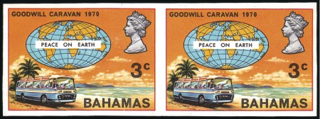 Stamp of Bahamas 1970 Goodwill Caravan 3c IMPERFORATE PAIR, Post Of