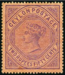Stamp of Ceylon 1857-1900 Attractive mint/unused range on stockcar