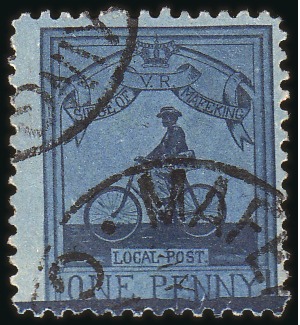 Stamp of South Africa » Mafeking 1900 1d Deep Blue on blue Cyclist issue, used, ver