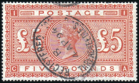 Stamp of Great Britain » 1855-1900 Surface Printed 1887 £5 Orange on white paper with central "REGIST