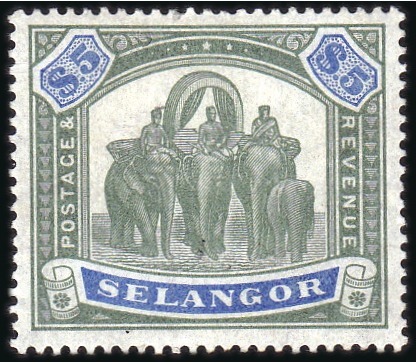 Stamp of Malaysia » Malaysian States » Selangor 1895-99 $5 Green and Blue, mint, very fine and fre