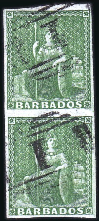 Stamp of Barbados 1857 (1/2d) Yellow-Green, large margined vertical 