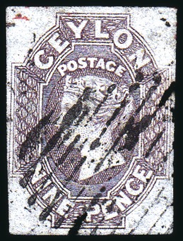Stamp of Ceylon 1859 9d Brown-Purple with good margins on all side