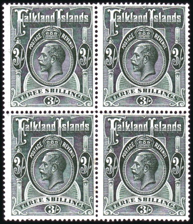 Stamp of Falkland Islands 1912-20 Wmk Multiple Crown CA 3s Slate-Green mint 