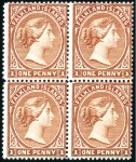 Stamp of Falkland Islands 1891-1902 Wmk Crown CA 1d shades, mint, three bloc