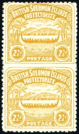 Stamp of British Solomon Islands 1907 2 1/2d Orange-Yellow IMPERFORATE BETWEEN vari