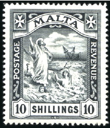 Stamp of Malta 1919 Shipwreck of St.Paul 10s Black with wmk multi