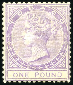 Stamp of Trinidad and Tobago » Tobago 1879 £1 mauve, unused, no gum, insignificant surfa