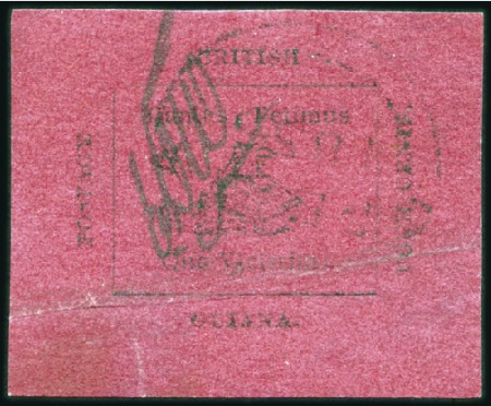 Stamp of British Guiana 1856 4c Black on Magenta, large margins, light Dem