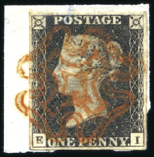 Stamp of Great Britain » 1840 1d Black and 1d Red plates 1a to 11 1840 1d Black pl.7 EI, good even margins, tied on 