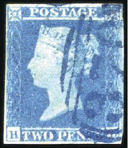 Stamp of Great Britain » 1841 2d Blue 1841 2d Blue pl.4, four margins, with Holbeach "37