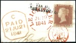 Stamp of Great Britain » 1840 1d Black and 1d Red plates 1a to 11 1841 1d Red from black pl.8 BI, just cut into at t