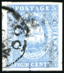Stamp of British Guiana 1853-55 4c Pale Blue, large margins, cds (slightly