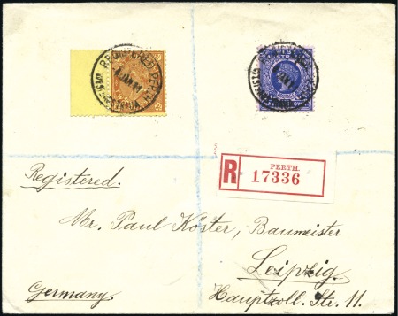 Stamp of Australia » Western Australia 1911 Envelope sent registered to Germany with 1902