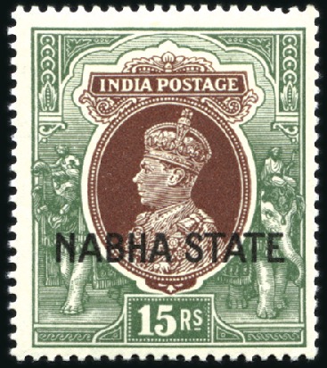 Stamp of Indian States » Nabha Nabha: 1938 KGVI High values 1r to 25r, mint light