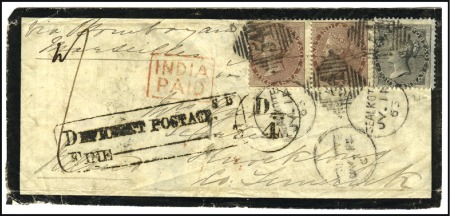 Stamp of India 1863 (Jul 14) Mourning envelope from Sealkot to Ir
