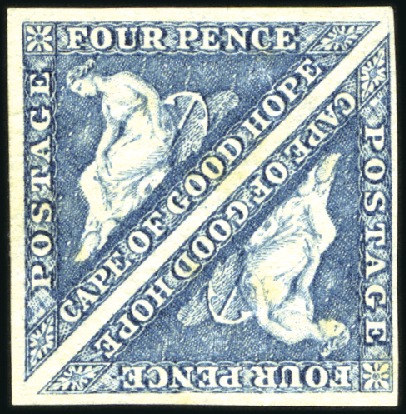 Stamp of South Africa » Cape of Good Hope 1863-64 4d Light Steel Blue unused pair, good to l