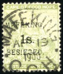 Stamp of South Africa » Mafeking 1900 Group incl. 6d on Cape 3d magenta (2), 1s on 