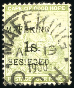 Stamp of South Africa » Mafeking 1900 Group incl. 6d on Cape 3d magenta (2), 1s on 