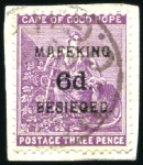 Stamp of South Africa » Mafeking 1900 Group incl. 6d on Cape 3d magenta (2), 1s on 