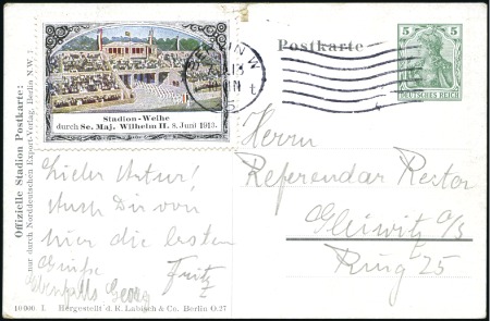 Stamp of Olympics 1916 Berlin group incl. inauguration of the stadiu