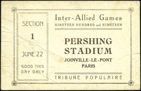 Stamp of Olympics 1919 Pershing Inter-Allied Games rare June 22nd "S