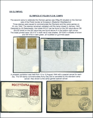 Stamp of Olympics » 1944 Polish P.O.W. Camps 1944 Polish POW post group incl. Woldenburg 10f us