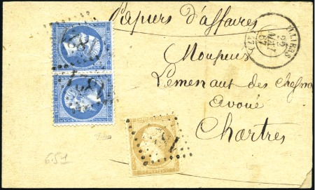 Stamp of France 1862 20c Empire dentelé en paire TETE-BECHE +10c E