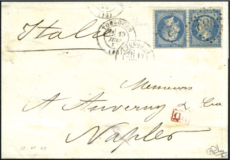 Stamp of France 1862 20c Empire dentelé en paire TETE-BECHE sur le